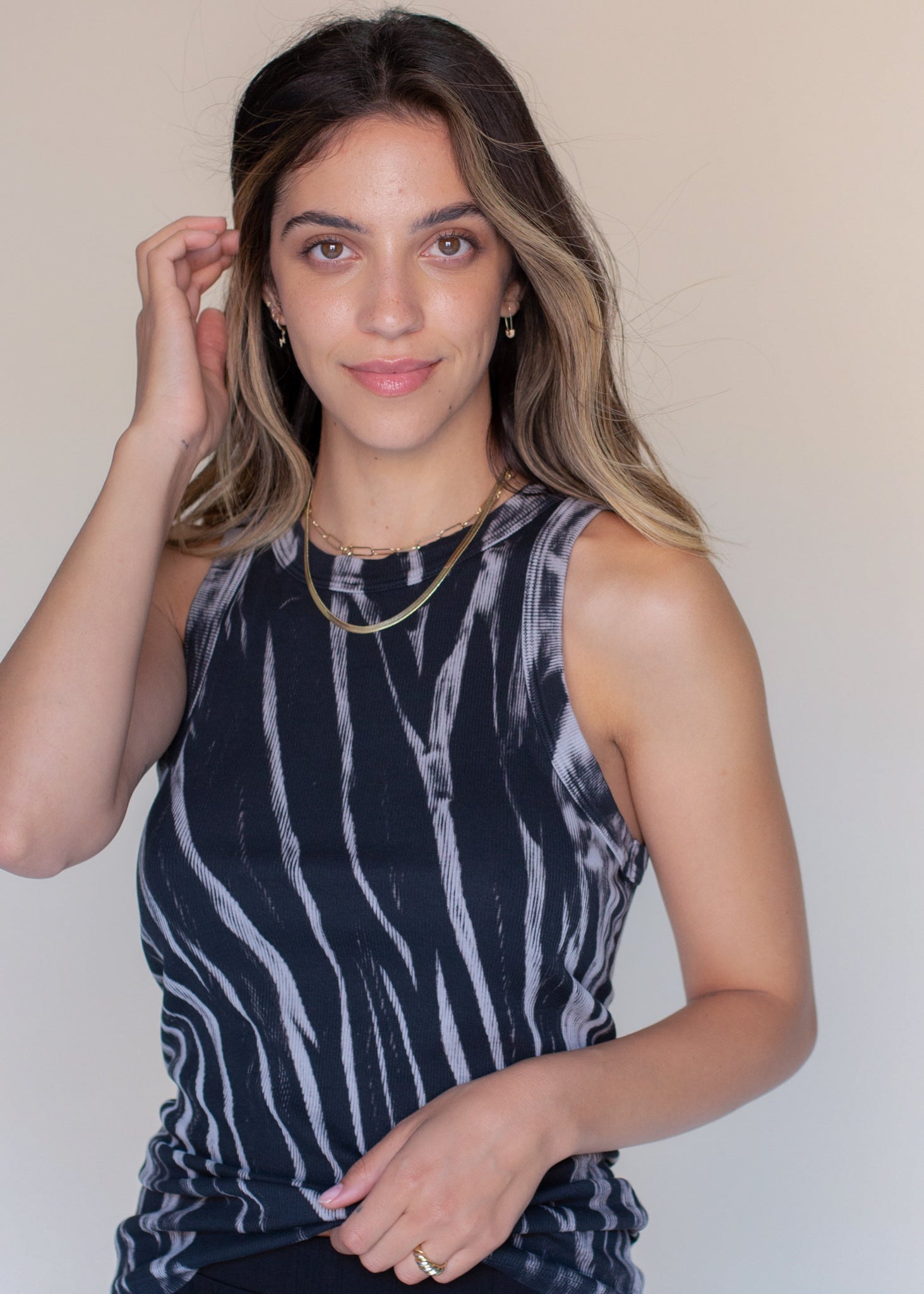 Cropped High Neck Rib Tank