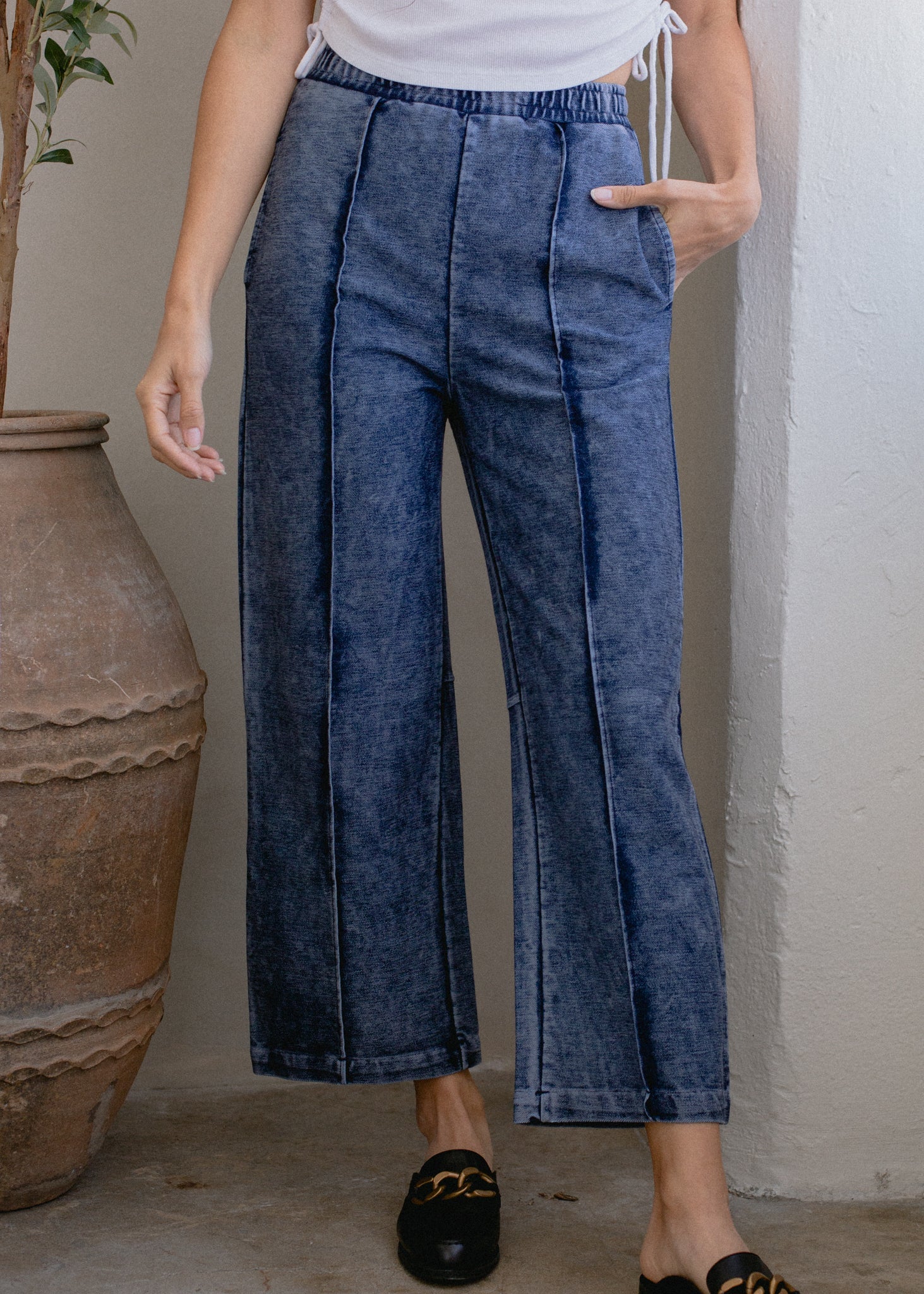 Indigo Pintuck Pant