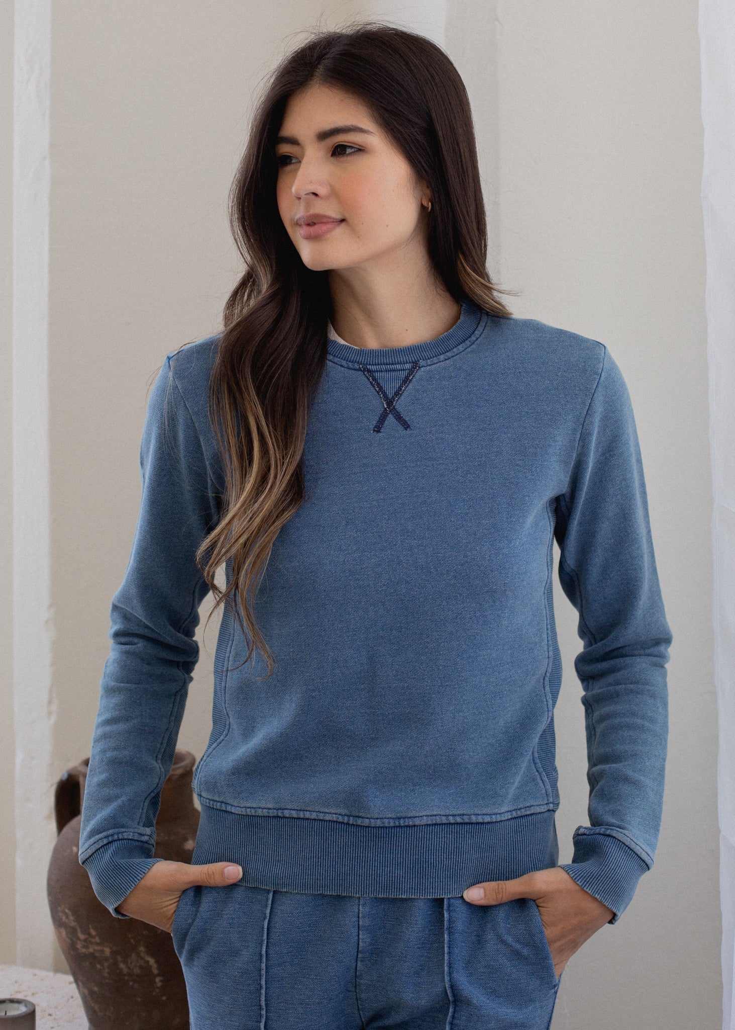 Indigo Terry Crewneck