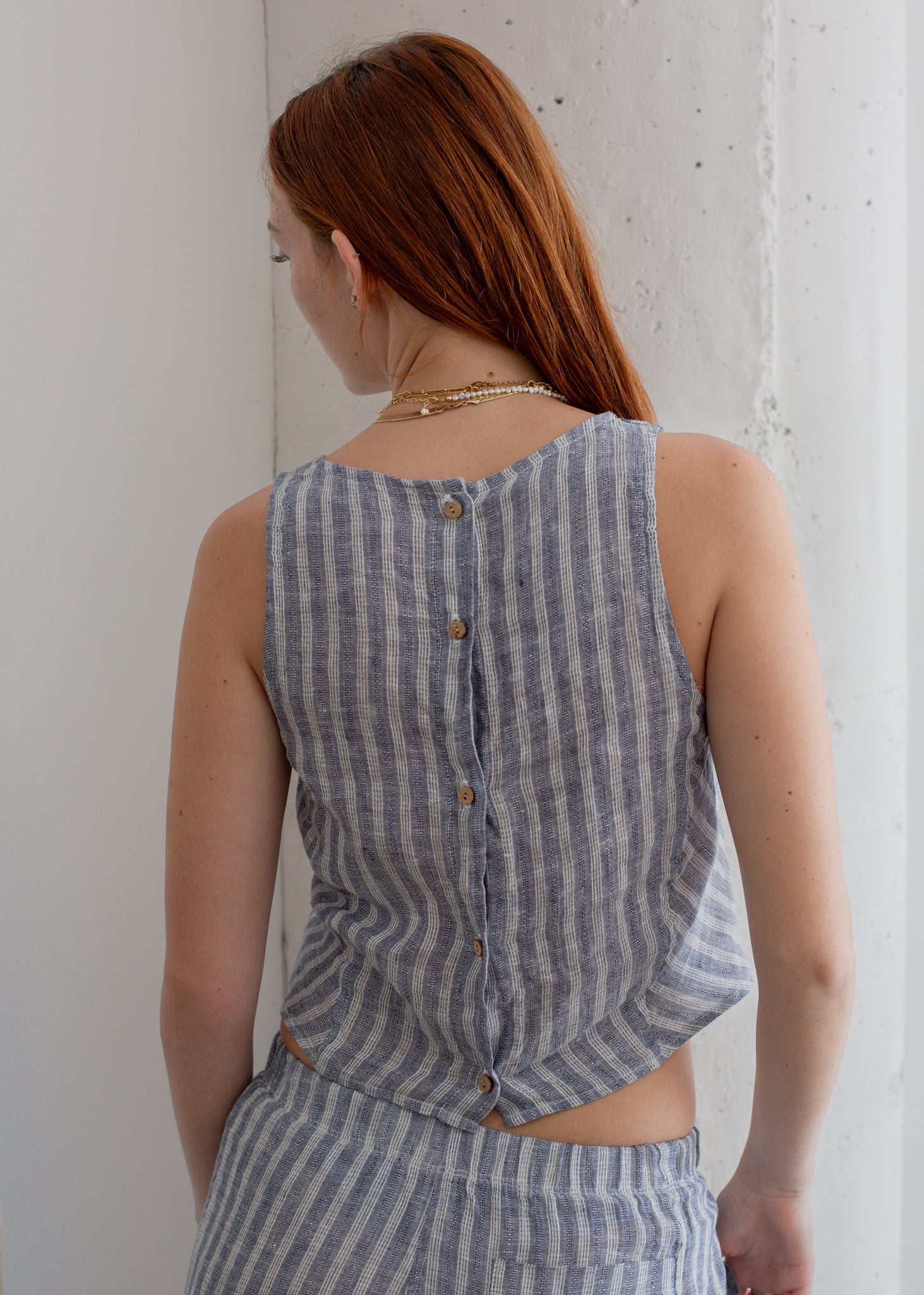 Linen Button Back Tank