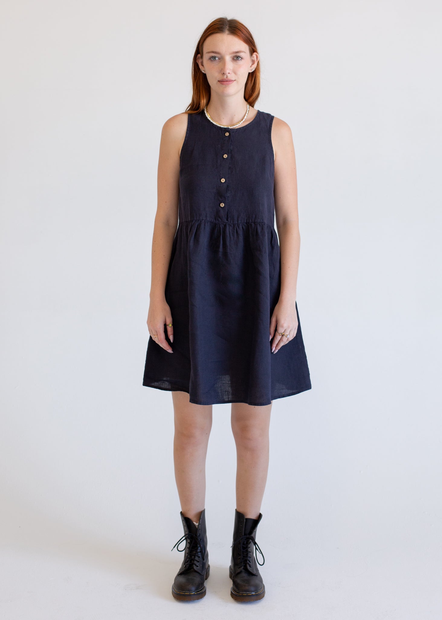 Linen Sleeveless Smock Dress