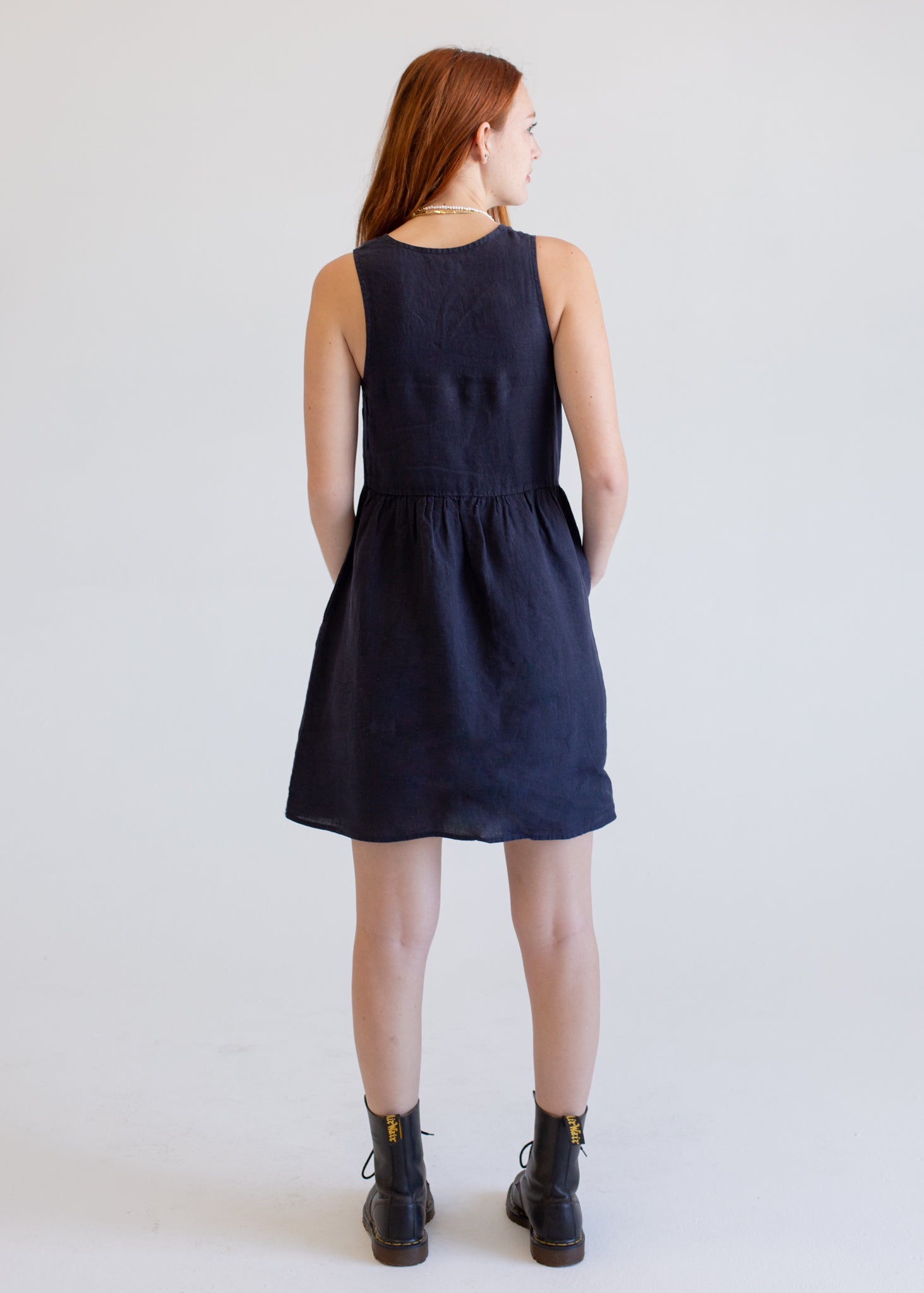 Linen Sleeveless Smock Dress
