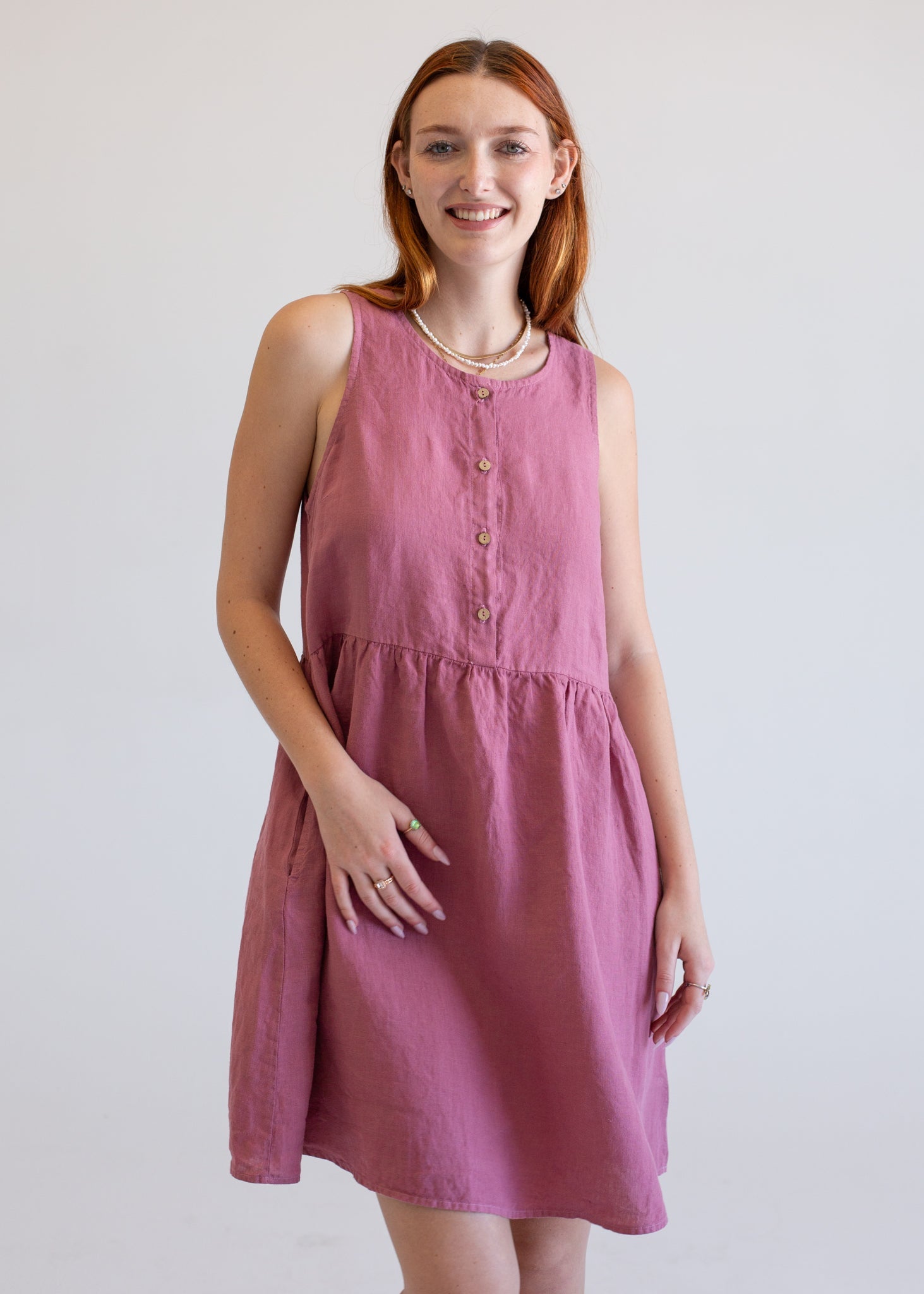 Linen Sleeveless Smock Dress