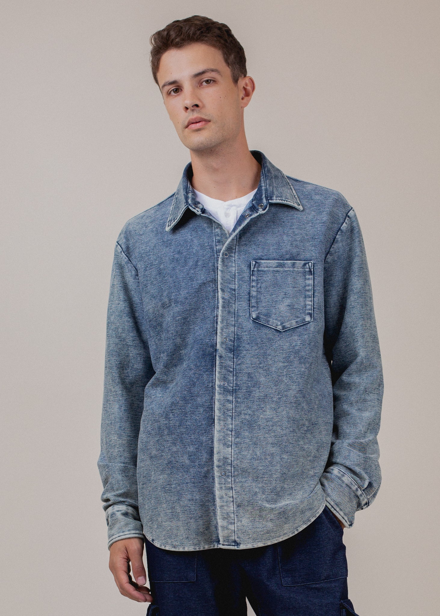 Long Sleeve Indigo Button Down