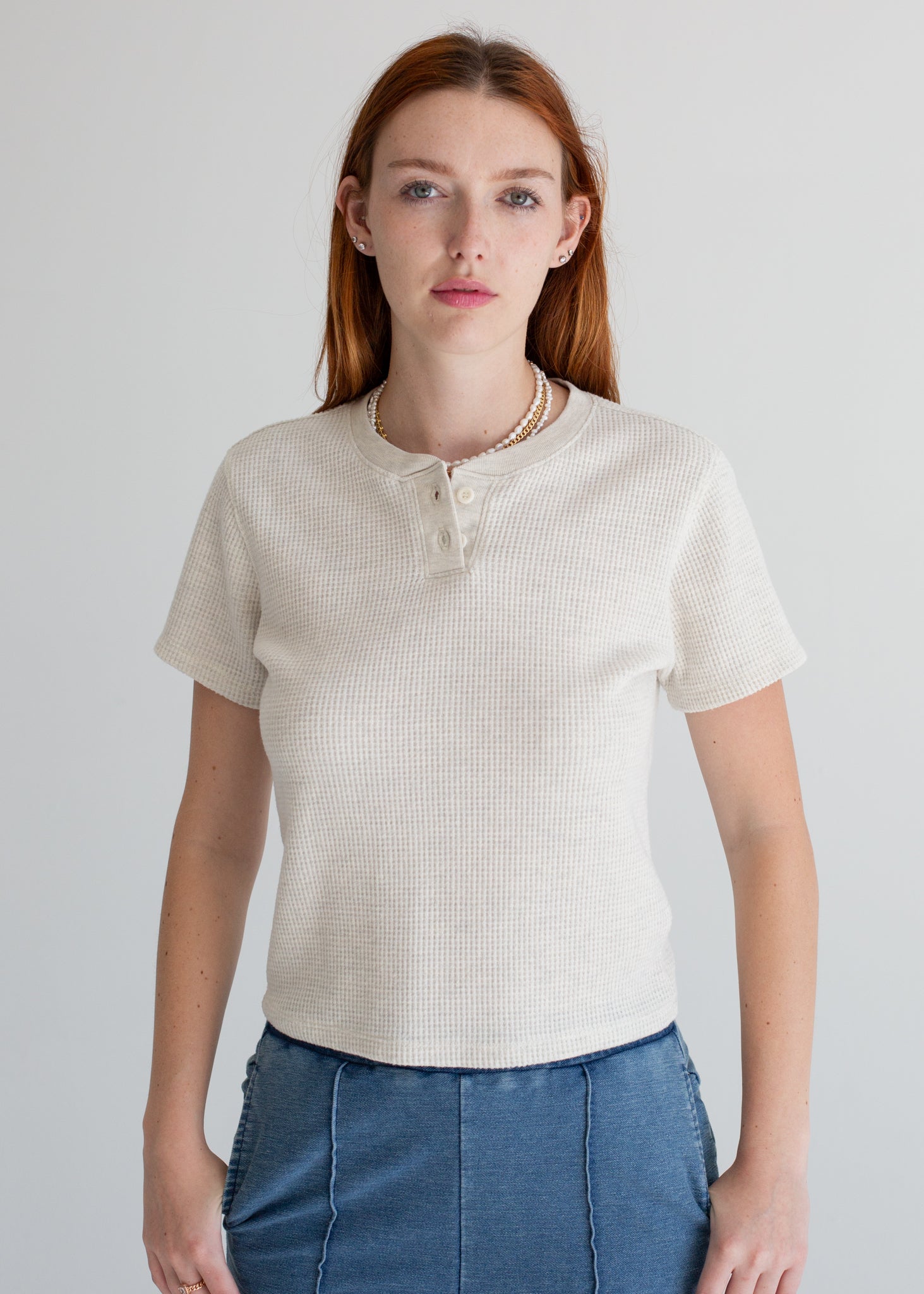 Waffle Henley Baby Tee