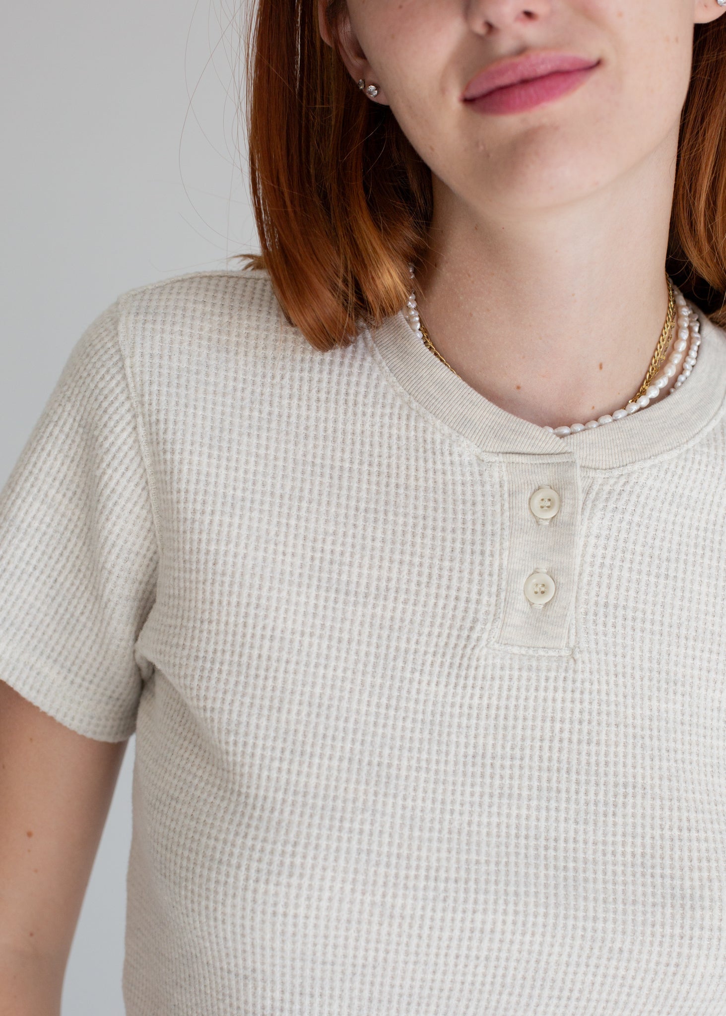 Waffle Henley Baby Tee